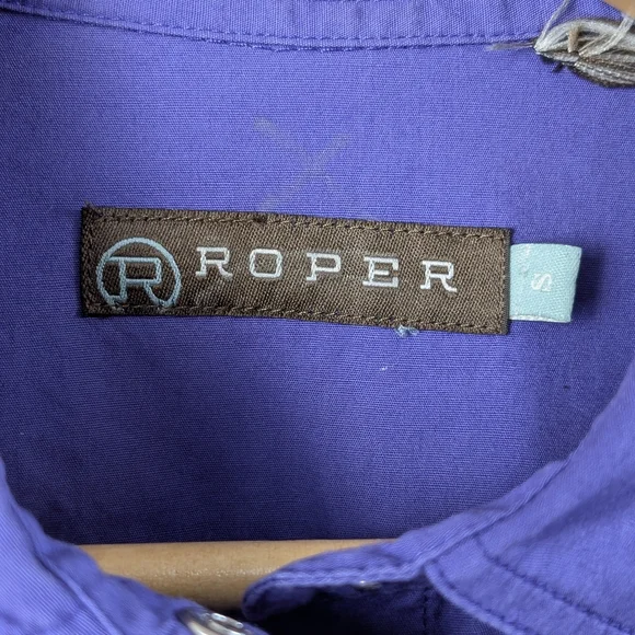 Roper Purple Pearl Snap Western Shirt Womens Small Rodeo Cowgirl Button Up - Picture 6 of 7